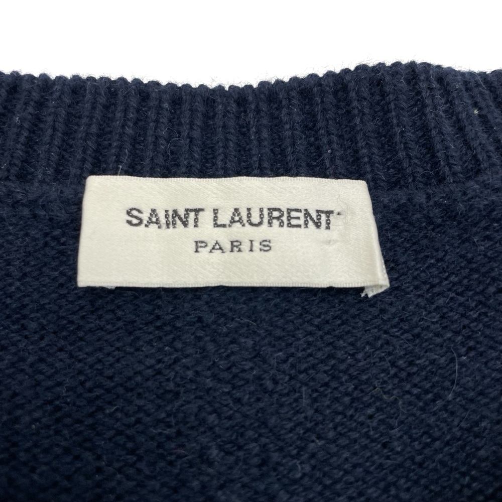 Saint Laurent Cashmere Crew Sweater XL Navy/White - Picture 10 of 16